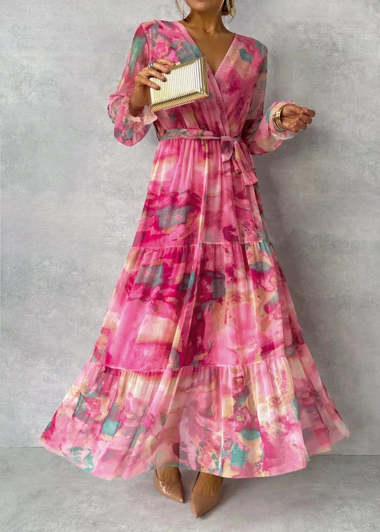 Felicity - Elegancka Kwiatowa Sukienka Maxi