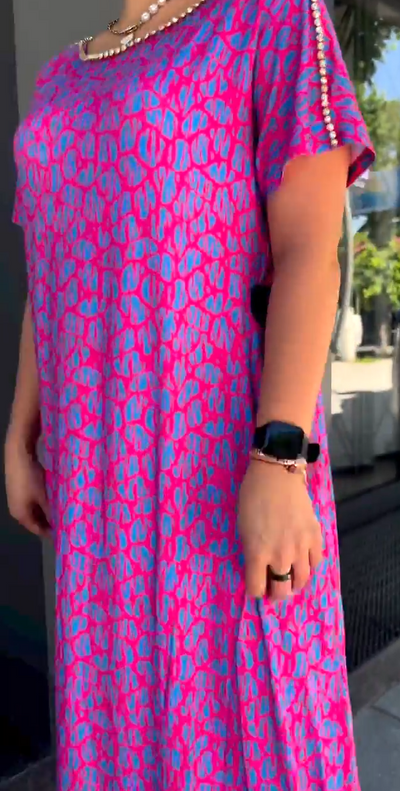 Raven - Wiosenna Maxi Sukienka w Stylu Chic z Kieszeniami