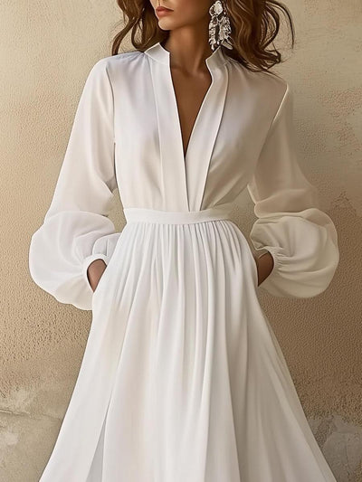 Laura - Sukienka Maxi z V-dekoltem w stylu vintage