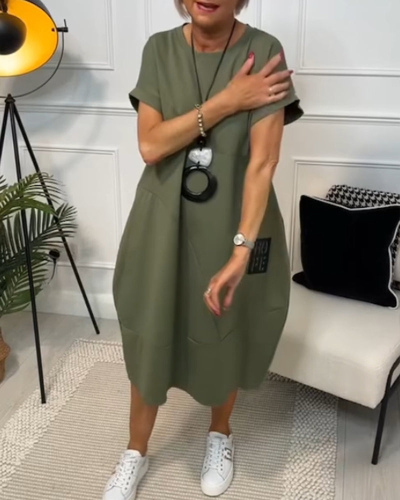 Cleo - Stylowa Sukienka z Krótkim Rękawem