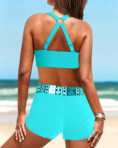 Salomea - Bikini z wysokim stanem i geometrycznym nadrukiem