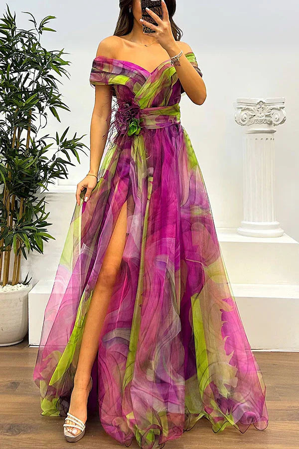 Juliet – Elegancka Sukienka Maxi z Odkrytymi Ramionami