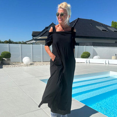 Lucy - Luźna sukienka maxi z odkrytymi ramionami dla kobiet