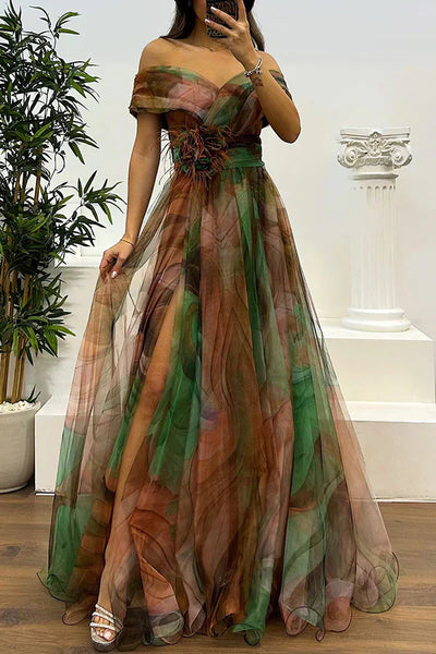 Juliet – Elegancka Sukienka Maxi z Odkrytymi Ramionami