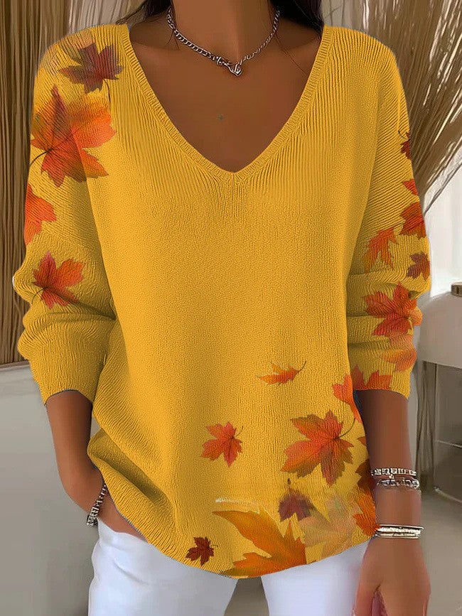 Beatrice – Kolorowy sweter z dekoltem w serek