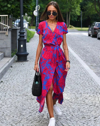 Barbara | Midi sukienka kopertowa o wyrazistym stylu