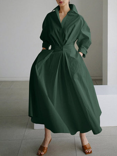 Brynn - Elegancka Sukienka Swingowa z Kołnierzykiem Polo