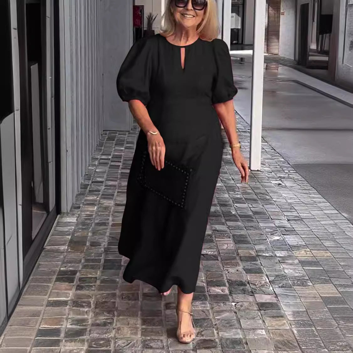 Frankie - Elegancka Sukienka z Bufiastymi Rękawami