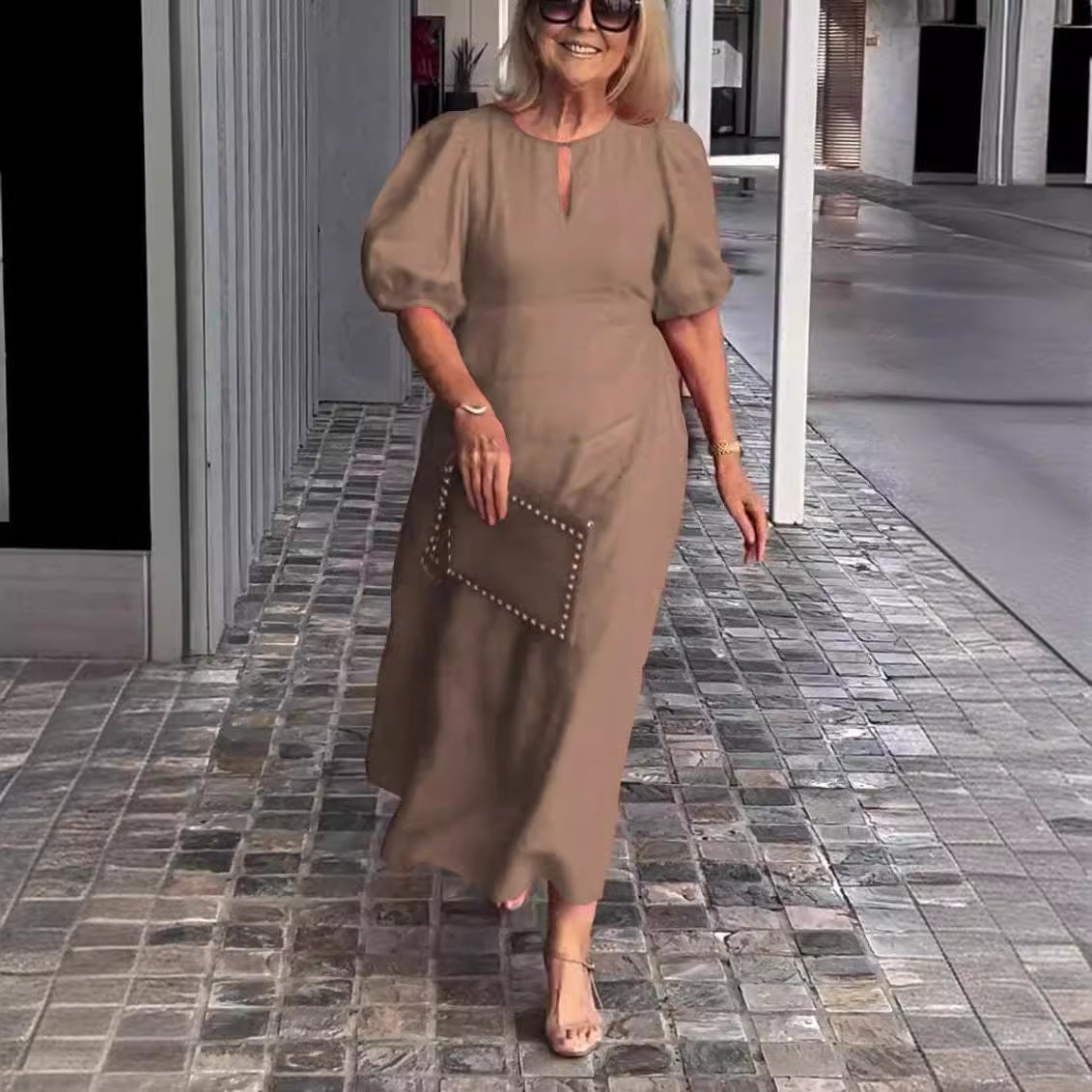 Frankie - Elegancka Sukienka z Bufiastymi Rękawami