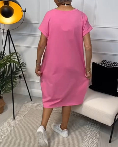 Cleo - Stylowa Sukienka z Krótkim Rękawem
