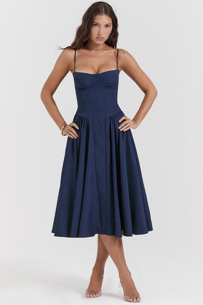 Phoebe - Vintage Sukienka Długa z Modnym Ramiączkiem