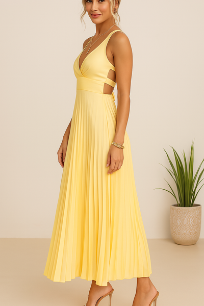 Liliana | Sunshine Plisowana sukienka midi