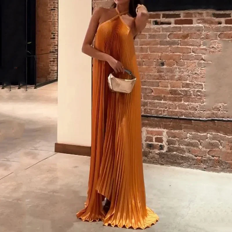 Mira - Elegancka Maxi Sukienka z Halterem