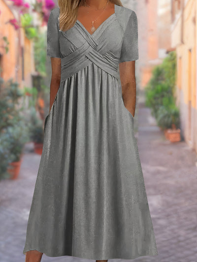 Florencja - Elegancka Sukienka Luźna z Dekoltem w Serek