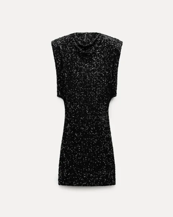 Halle - Mini Sukienka O-Neck Slim Fit z Cekinem
