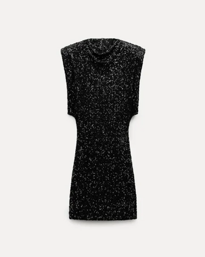 Halle - Mini Sukienka O-Neck Slim Fit z Cekinem