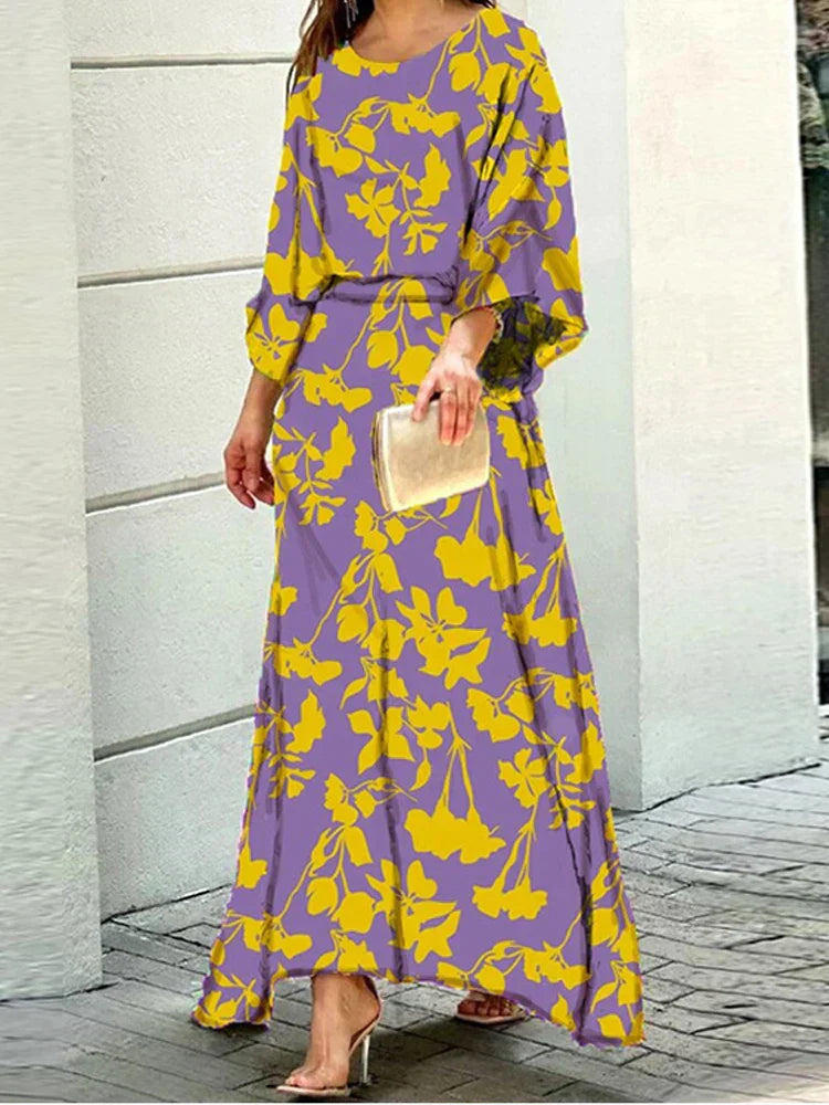 Esther - Modny Strój na Jesień z Okrągłym Dekoltem