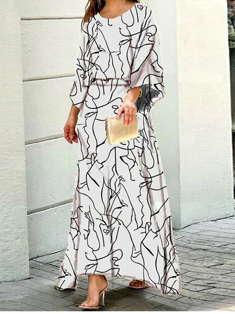 Esther - Modny Strój na Jesień z Okrągłym Dekoltem