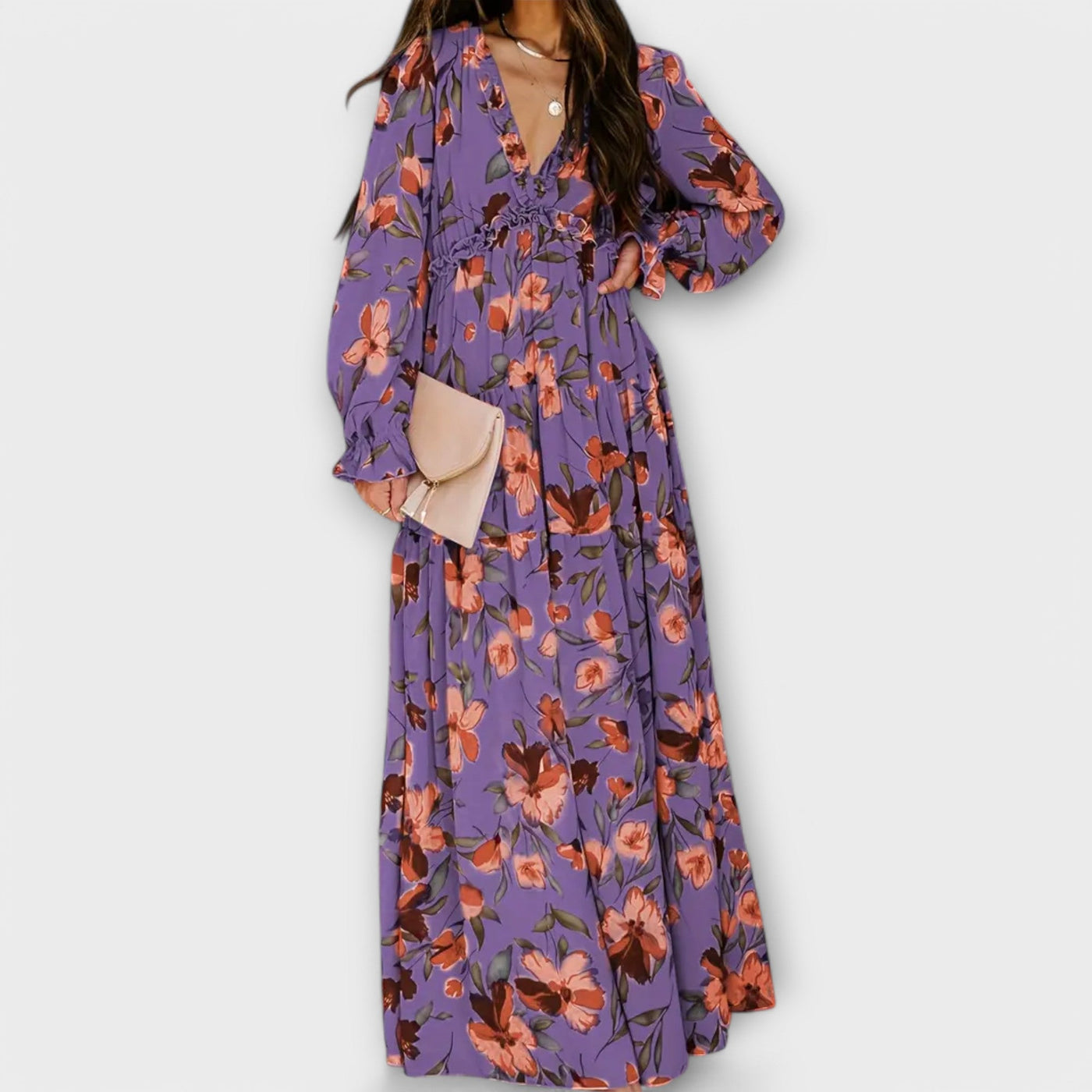 Juno - Elegancka Kwiatowa Sukienka Maxi