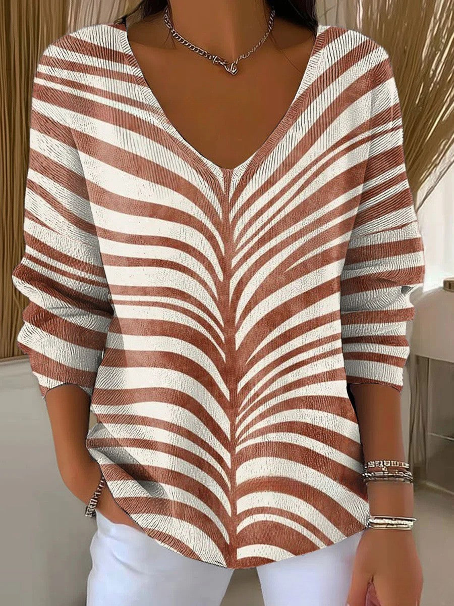 Beatrice – Kolorowy sweter z dekoltem w serek