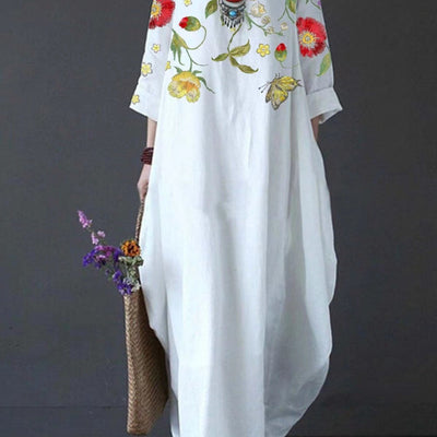 Winifred - Casual Maxi Dress w Kwiatowy Wzór