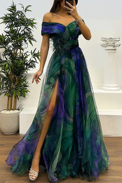 Juliet – Elegancka Sukienka Maxi z Odkrytymi Ramionami