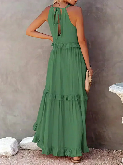 Delilah - Elegancka Sukienka z Halterem i Falbanką
