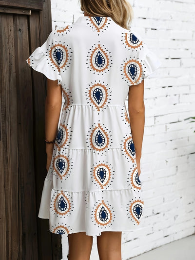 Edwina - Sukienka Spódnicowa w Stylu Boho