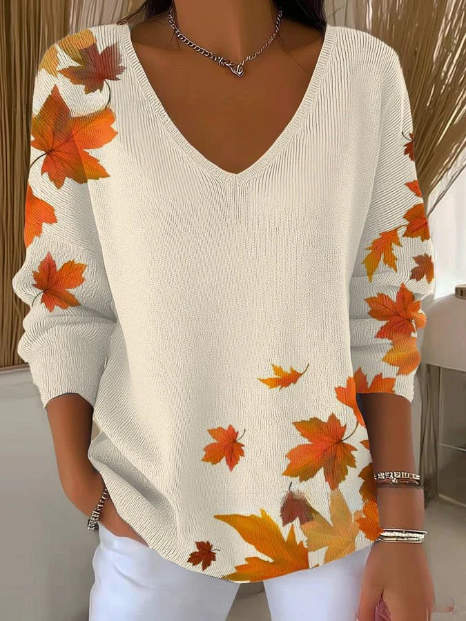 Beatrice  – Kolorowy sweter z dekoltem w serek
