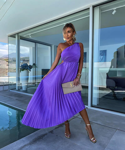 Celeste – Elegancka Midi Sukienka na Jedno Ramię