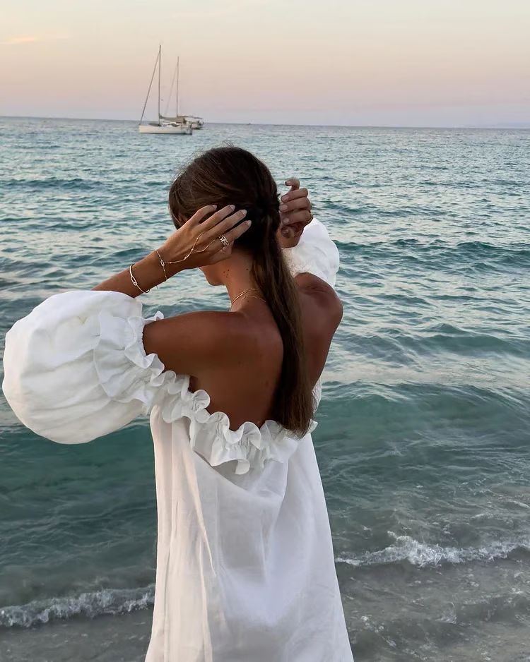 Sofia - Sukienka Off-Shoulder z Lnu