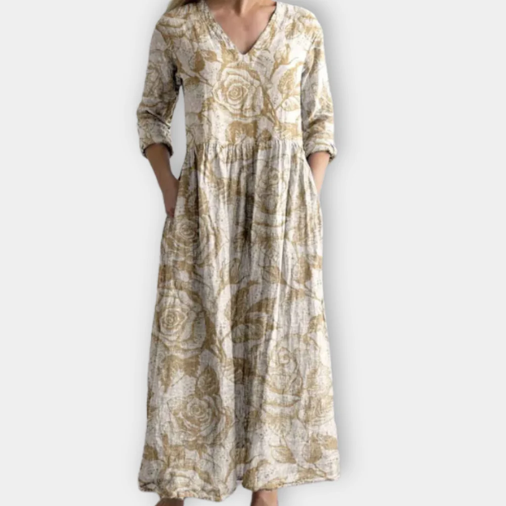 Lustrous - Elegancka, Luźna Letnia Sukienka Boho